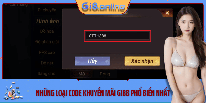 Những loại code khuyến mãi Gi88 phổ biến nhất